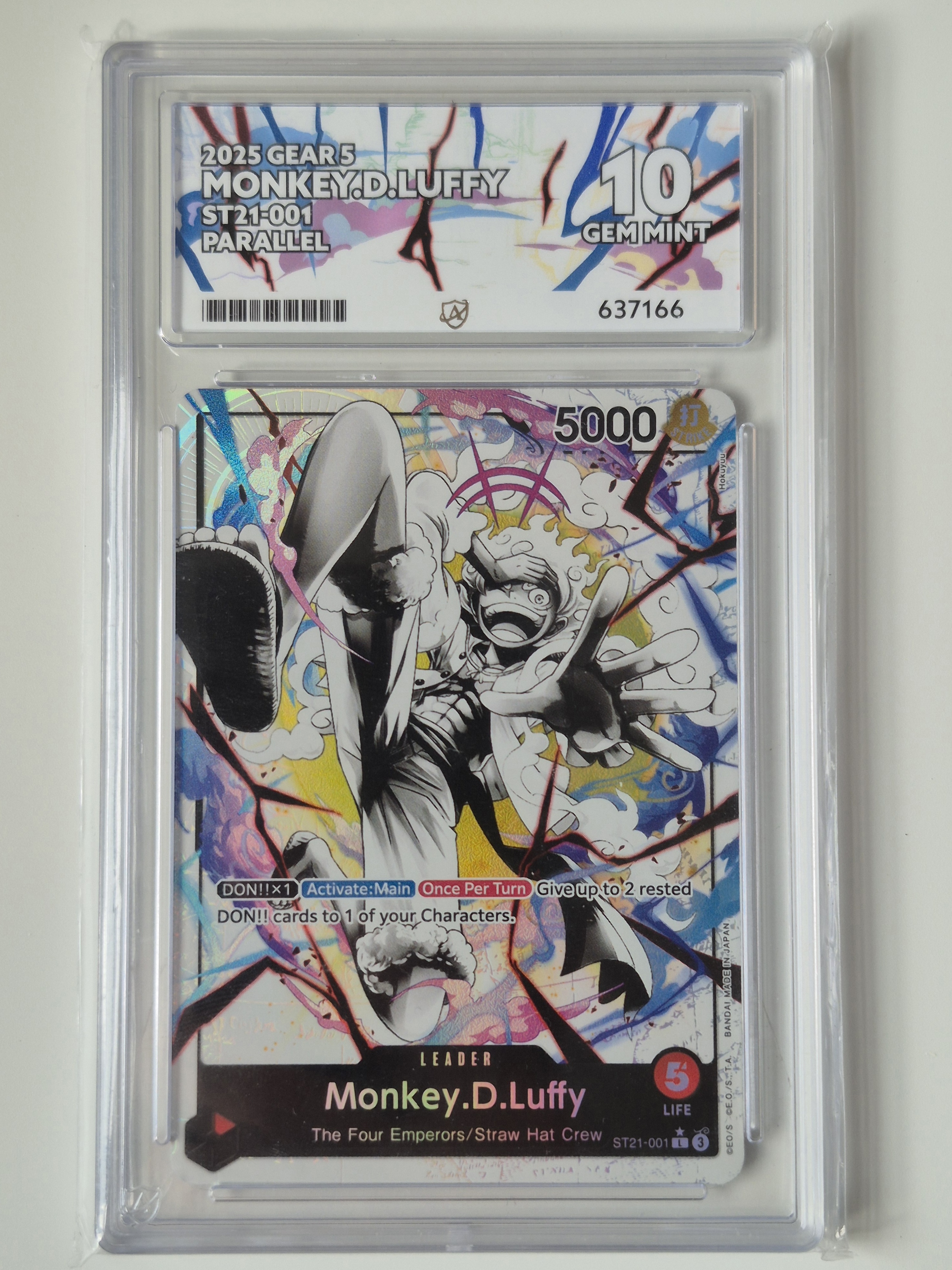 MONKEY D. LUFFY B&W Alt Art GEM MINT Ace 10